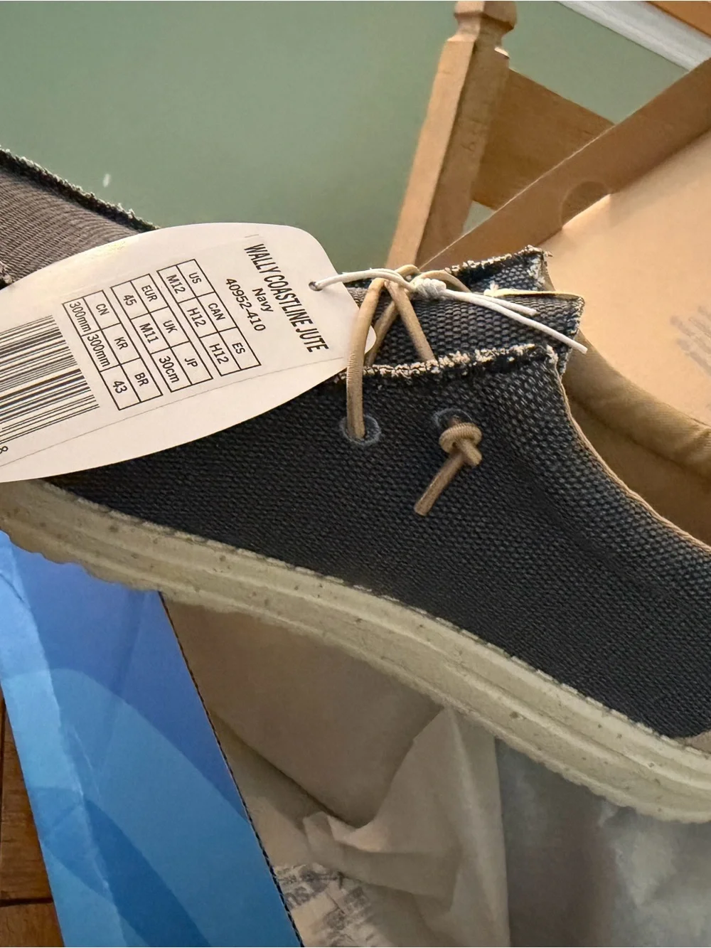 Hey Dude Men's Dark Gray Canvas Slip-On Loafers with Tan Laces
